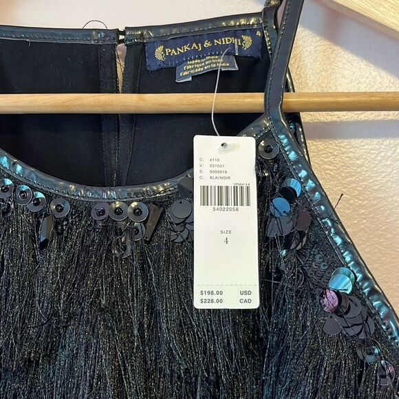 Anthropologie Pankaj & Nidhi Becca Fringe Halter Top Whimsigoth Black Sz 4 New - Picture 6 of 11